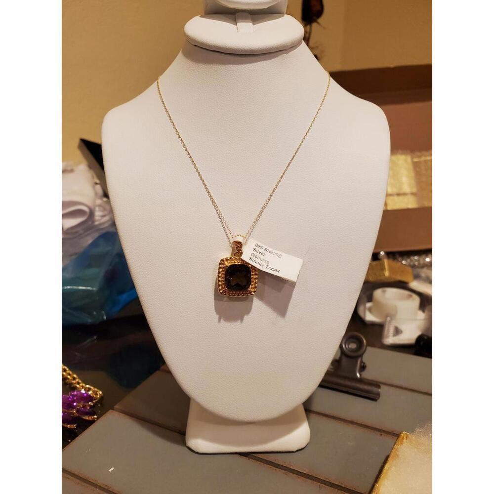 925 sterling silver & genuine smoky topaz Necklace